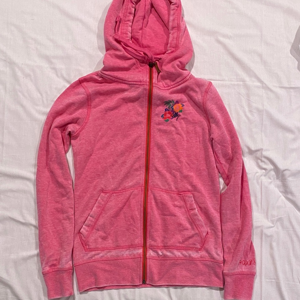 Roxy Bright Pink Kids Zip-Up Hoodie - Picture 1 of 3